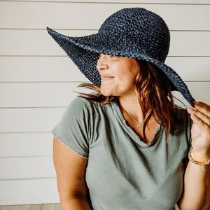 Vintage Crochet Knit Paper Straw Floppy Brim Hat